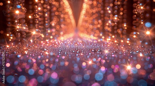 a blurry image of lights and sparkles on a blue and purple background with a star burst in the middle of the image. photo