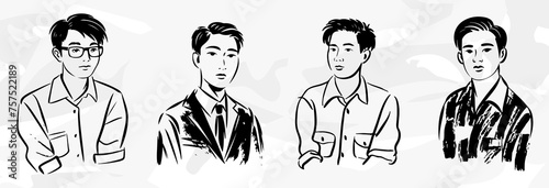 Junge Asiatische Männer: Minimalistische Vektorgrafik Illustrationen
