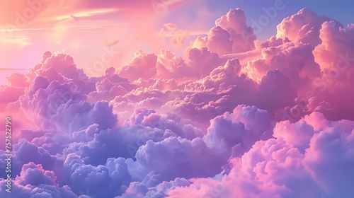 Amazing beautiful colorful cloudscape with bright pink, blue and violet colors.