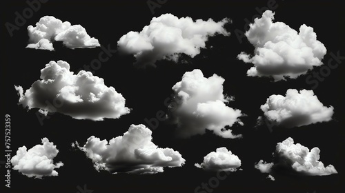 **Image Description:** A collection of ten high-quality cloud images, each with a transparent background.