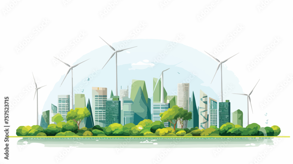 Flat vector illustration Sustainable cityscape with