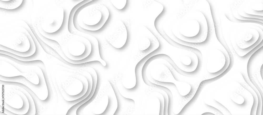 3d render, abstract white paper background. Paper cut vector art background banner texture. multi layer cutout geometric pattern on vector, Abstract soft white background with waves.