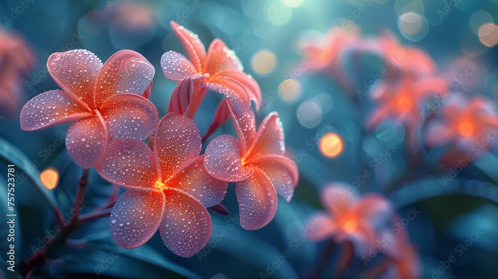 a close up of a pink flower with drops of water on it's petals and a blurry background. a close up of a pink flower with drops of water on it's petals and a blurry background.