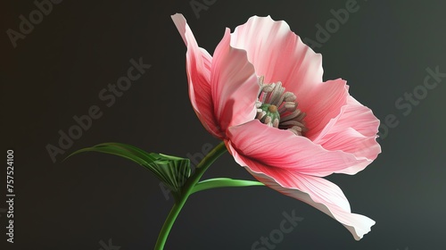 A beautiful 3D rendering of a pink poppy flower. The petals are delicate and the colors are vibrant.