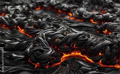 Molten lava flows intertwining with cool obsidian stone, representing creation and destruction, generative AI