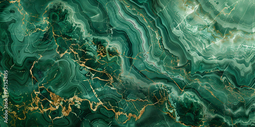  The marble texture in green and gold colors. Luxurious design A close up of a green and white marble with a black background.