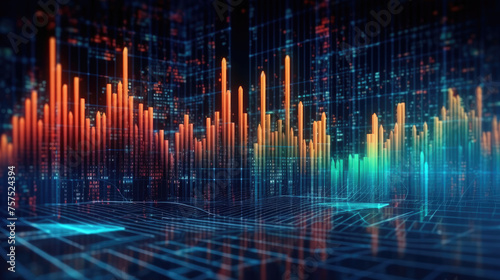 Abstract Technology Background with Technical Financial Charts