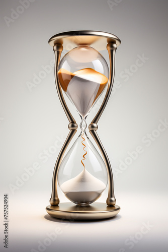 round clock in hourglass, white background сreated with Generative Ai