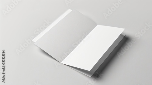 Blank white three fold brochure mockup on white background. Folded leaflet or flyer template. 3d illustration.
