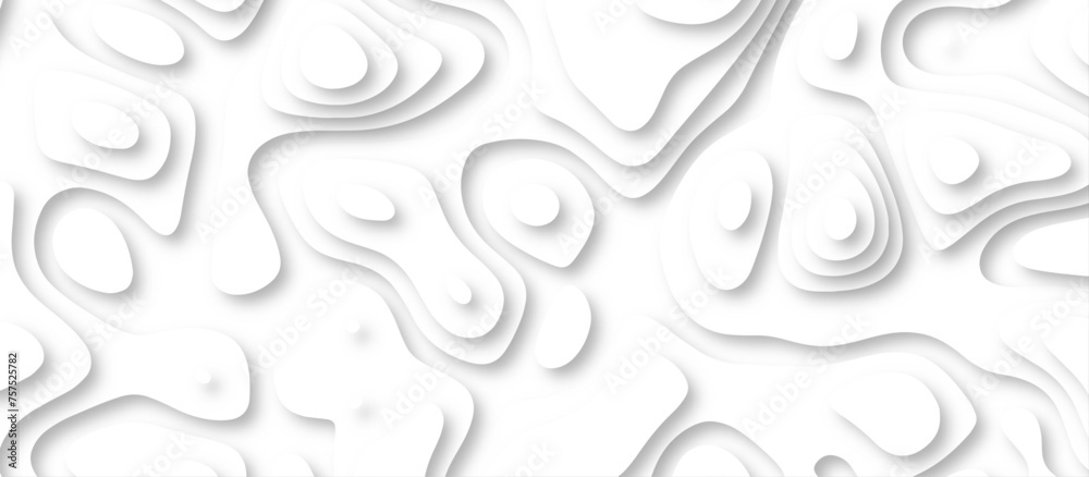 3d render, abstract white paper background. Paper cut vector art background banner texture. multi layer cutout geometric pattern on vector, Abstract soft white background with waves.