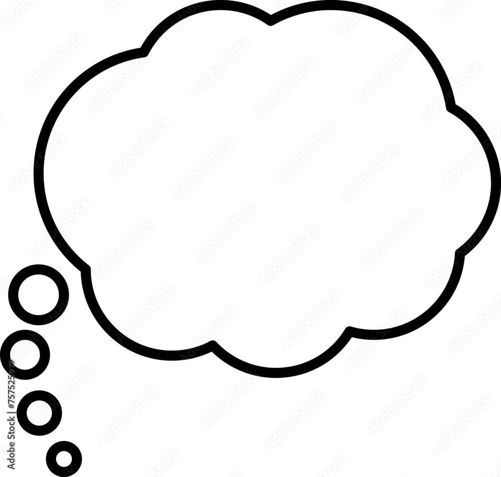 Fototapeta premium Trendy think bubble in flat style. Think bubble isolated on white background. Cloud line icon Vector art.