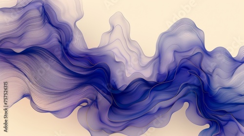 a computer generated image of a wave of blue and white liquid on a white background with a light yellow back ground.