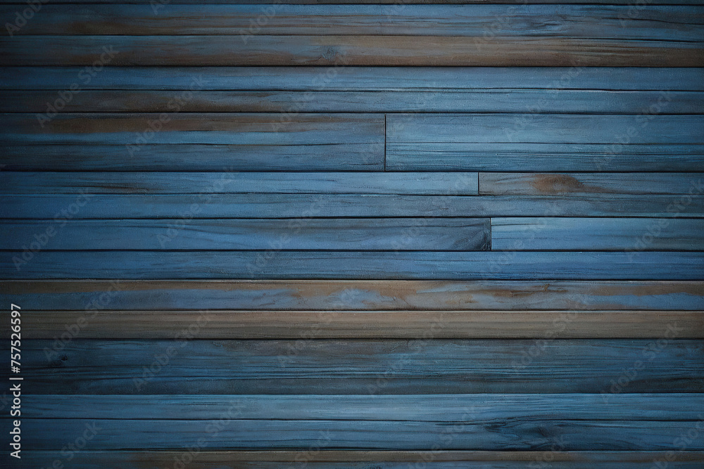 Obraz premium blue and brown dark used weathered wood wall wooden plank board texture background with grains and structures 