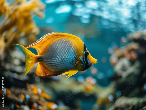 Bright tropical fish underwater