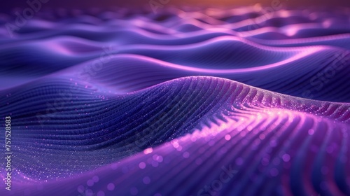 a computer generated image of a wave pattern in purple and pink with a bright sun in the middle of the picture.