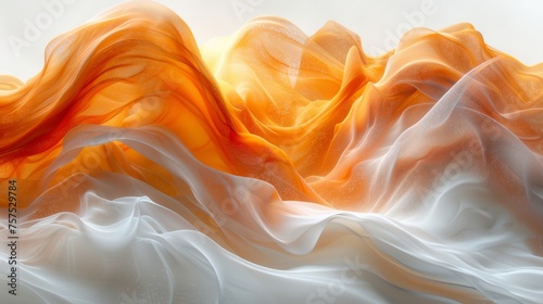 a computer generated image of a wave of orange and white on top of a white and yellow background with a light reflection on the top of the wave.