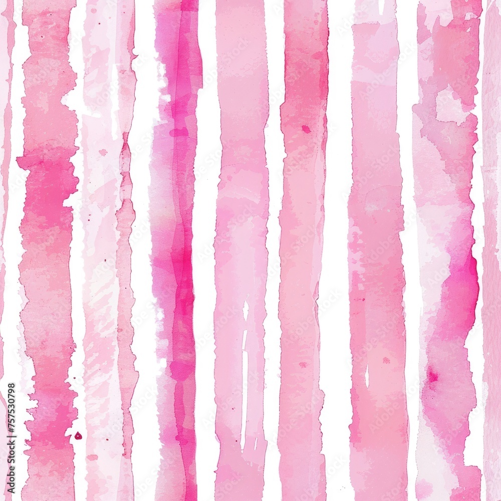 Pink Watercolor Stripes on White Background. Perfect for Scrapbooking or Girlish Designs - obrazy, fototapety, plakaty 