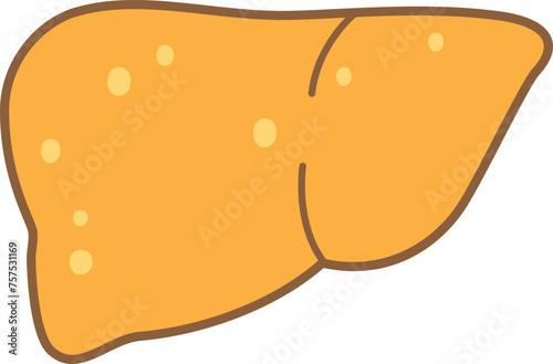 Unhealthy Fatty liver disease icon Human organ flat style.