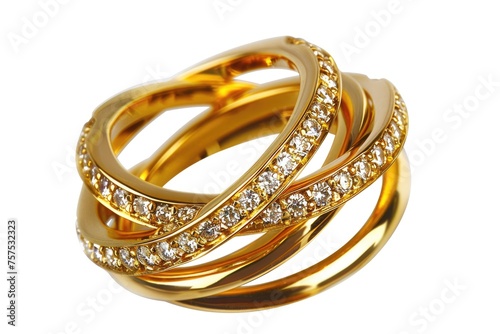 Wedding Rings - Set of 2 Golden Rings Isolated on White Background for Jewelry and Love Concepts