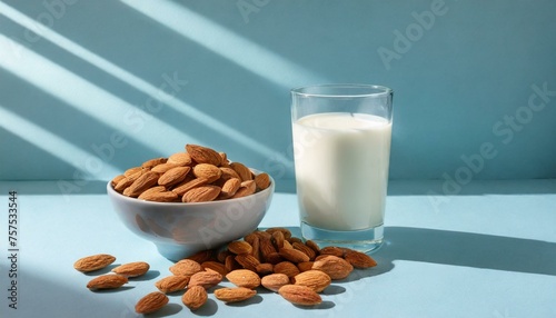 World Milk Day Almond Milk in a Glass. Vegan Product. Non-Dairy Milk
