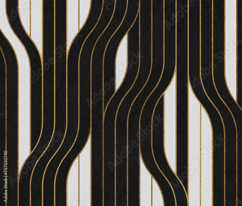 Black and White Flowing Stripes Abstract Art