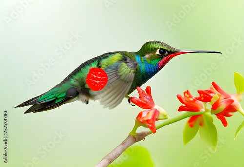 Broad Billed Hummingbird on a pure white background. © Umer
