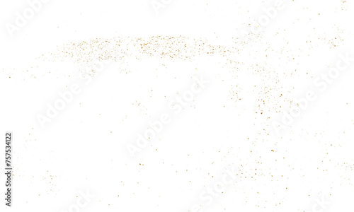 Abstract doted and confetti golden glitter and zigzag ribbon particles splatter on transparent background. Luxury golden glitter confetti that floats down falling bokeh celebration background.