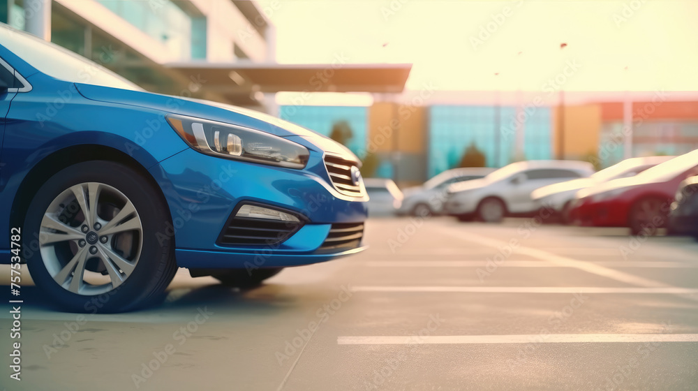 Close-Up View of Vehicle Parked in Outdoor Parking Area