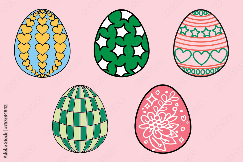 Fototapeta premium Set of decorated easter eggs for easter day.