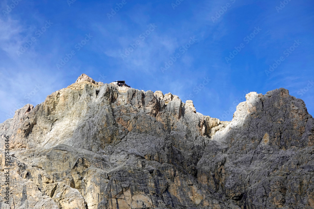 Autumn landscape in the Dolomites Alps, Falzarego pass, Cortina d'Ampezzo, Dolomiti, Italy, Europe.            