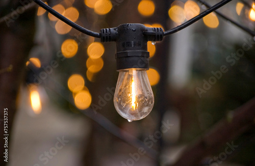 Close-up of illuminated light bulbs.