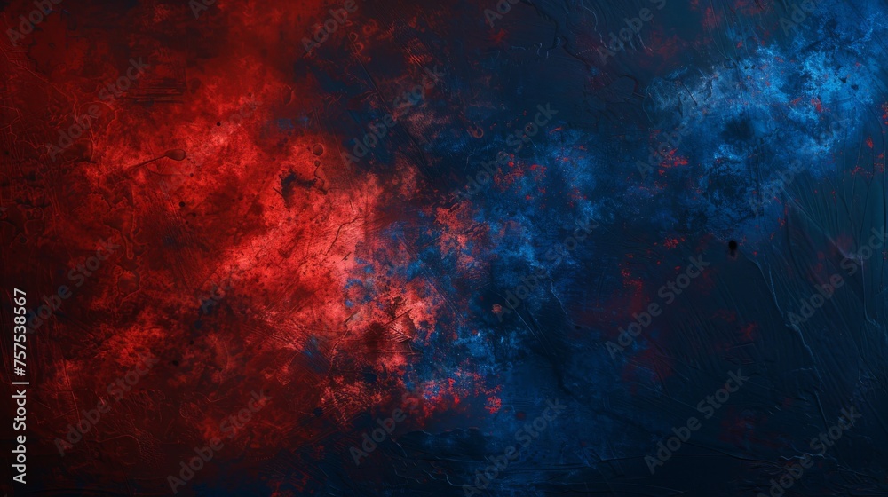 Dynamic flame red and midnight blue textured background, symbolizing passion and mystery.