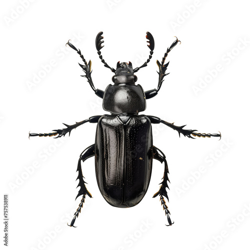 Overhead Perspective of a Striking Beetle Against a Clean White Background Generative AI