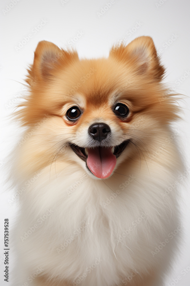 hyper realistic, cute pomeranian dog, with white background сreated with Generative Ai