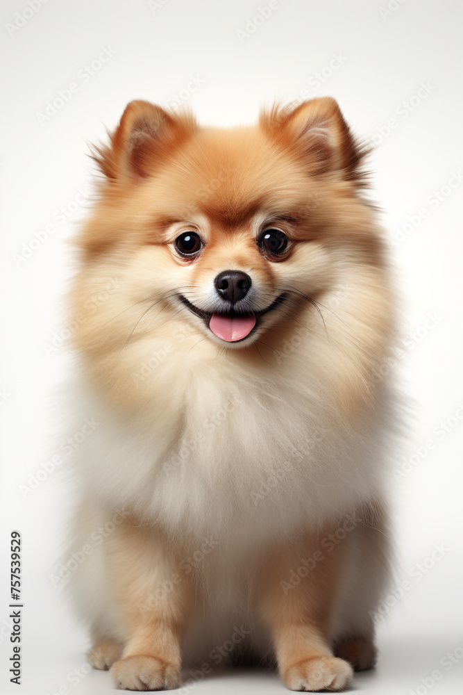 hyper realistic, cute pomeranian dog, with white background сreated with Generative Ai