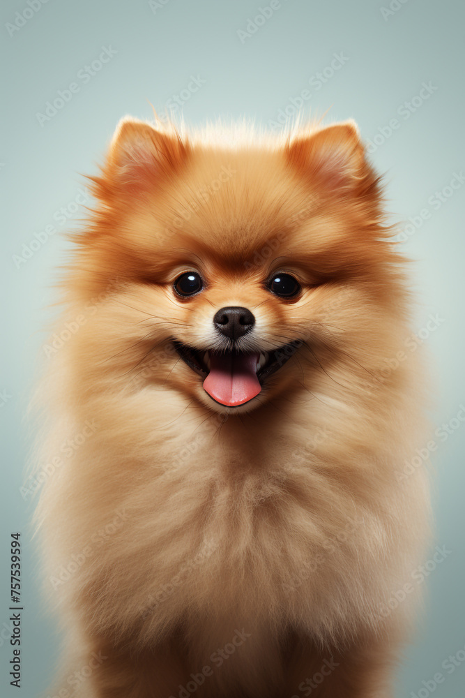 hyper realistic, cute pomeranian dog, with white background сreated with Generative Ai