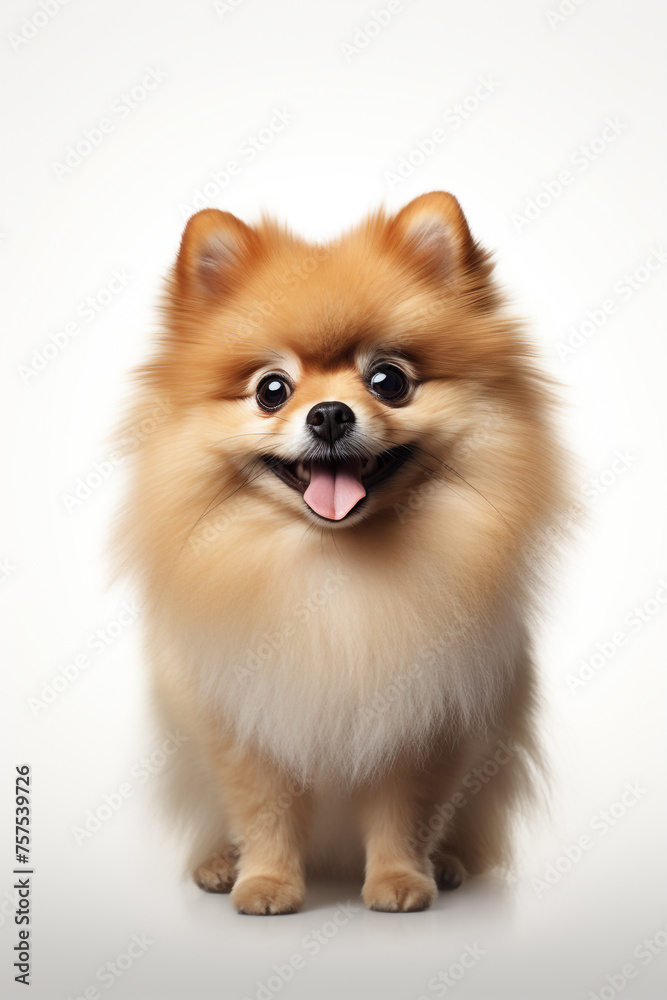 hyper realistic, cute pomeranian dog, with white background сreated with Generative Ai