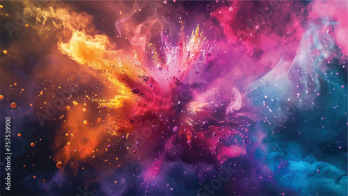 Color Explosion: Vibrantly Mixing Particles in Dynamic Design