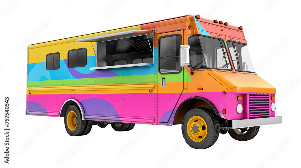 colored food truck on transparent colored food truck on transparent