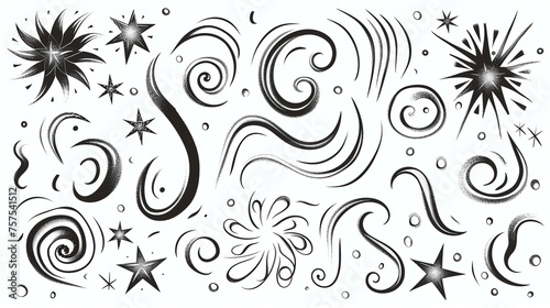 A collection of hand-drawn vector flourishes. These elegant and versatile design elements can be used to add a touch of sophistication to any project.