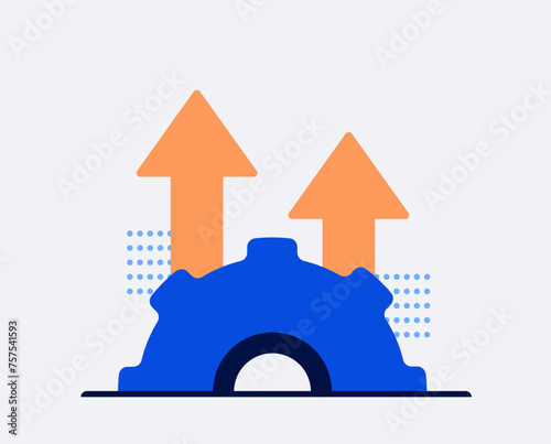 Operational excellence, symbol of production growth. Technology enhancement, innovation, idea of production progress. Vector illustration