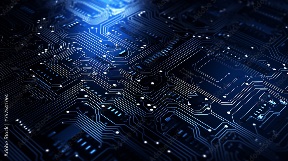 Abstract blue circuit board background. Electronic computer technology Abstract blue circuit board background. Electronic computer technology