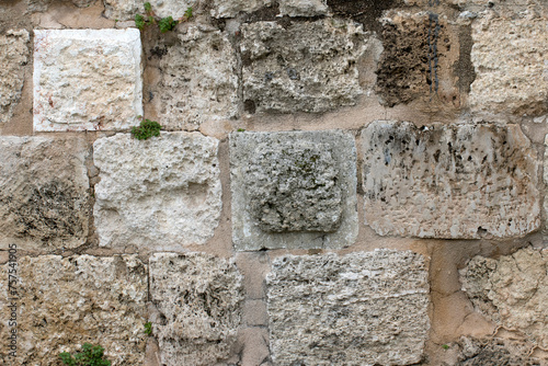 Wall texture of a medieval castle in eastern Mediterranean Sea coastal zone 