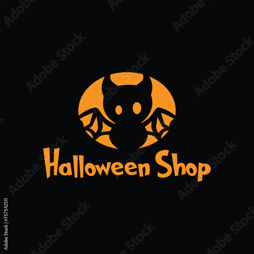Halloween shop logo design vector