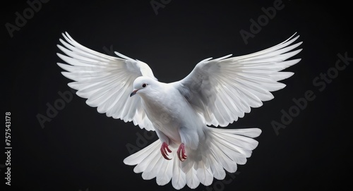 white dove isolated on black
