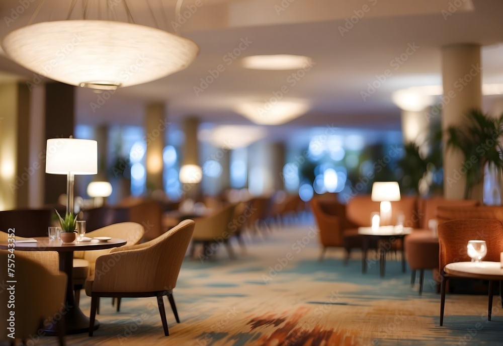 Blurred image of hotel interior, generative AI Blurred image of hotel interior, generative AI