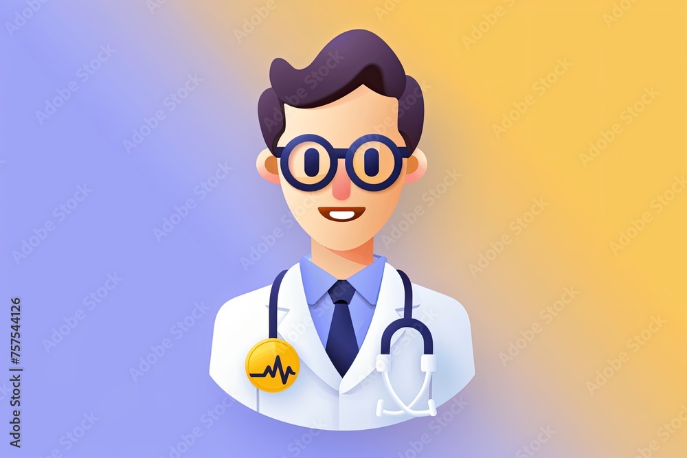 Fototapeta premium A doctor icon in cartoon style.