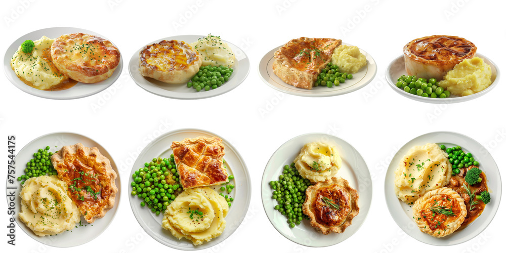 Isolated pie and mash potato collection in png transparent no background. Isolated pie and mash potato collection in png transparent no background.