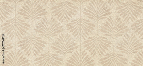  Big leaves pattern best for wallpaper or wedding design. Beige tones. Watercolor on paper texture. 
