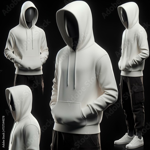 silhouette of a man in a hoodie isolated on black or white background 